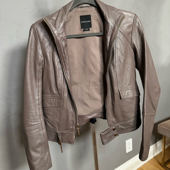 Marciano | Taupe Leather Jacket - Picture 3 of 7